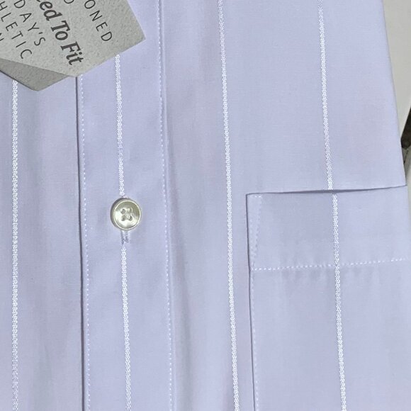 Men's Athletic Fit John Henry White Satin Stripe Long Sleeve Button Down Shirt - Picture 3 of 11